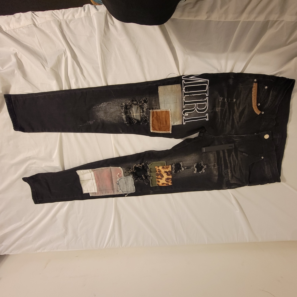 AMIRI Black and Multicolor Patchwork Skinny Jeans